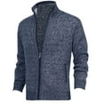 thumbnail image 1 of HOOMEUMY Mens Knitted Hoodless Jackets Fashion 2025 Trendy Classic Solid Coat Stand Collar Jacket Slim Fit Design Casual Workout Long Sleeve Clothes Blue S, 1 of 3