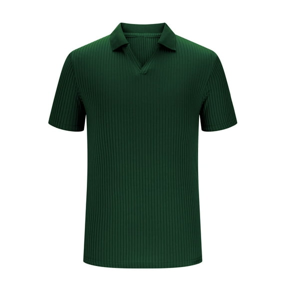 HOOMEUMY Mens Lapel Breathable Shirts Soft Relaxed Short Sleeve Basic Shirt Casual Lightweight Solid Color Blouses (Army Green,XXXL)