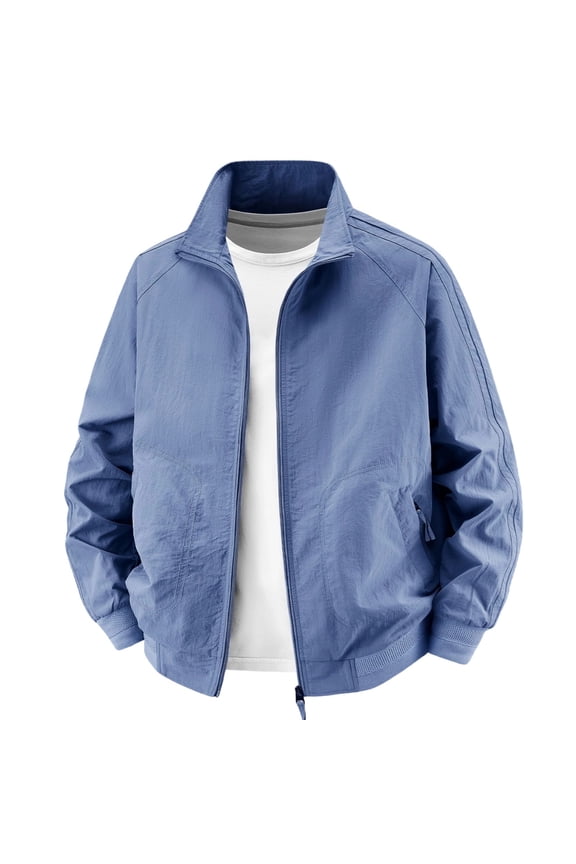 Mens Light Jackets Casual Stylish Windbreakers for Men Light Track Jacket Laydown Collar Fall Golf Coats 2026