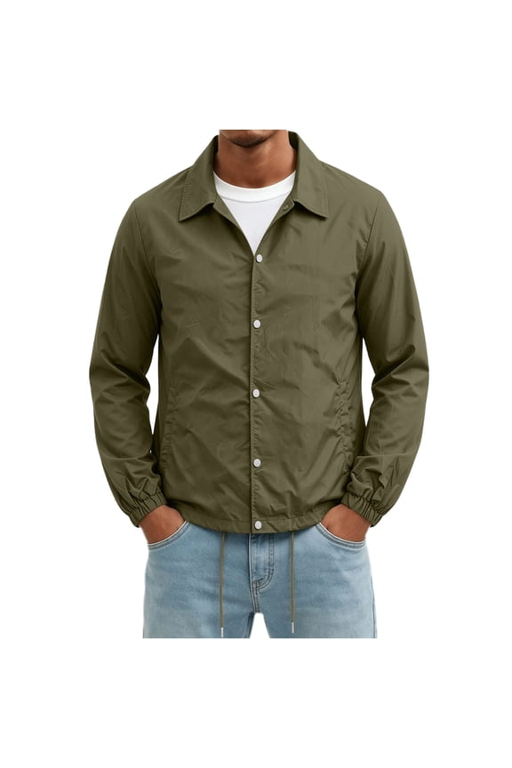 Mens Light Jackets Casual Stylish Windbreakers for Men Light Track Jacket Laydown Collar Fall Golf Coats