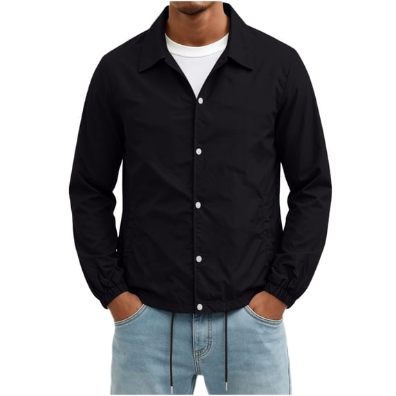 HOOMEUMY Mens Light Jackets Casual Stylish Windbreakers for Men Light Track Jacket Laydown Collar Fall Golf Coats