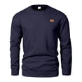 thumbnail image 1 of HOOMEUMY Mens Long Sleeve Shirt Comfy Long Sleeve Crew Neck Lightweight Spring Solid Color Waffle Knitted Sweatshirt Shirt (Navy,XXL), 1 of 3