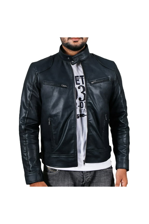 Mens Motorcycle Jacket Casual Workout Long Sleeve Clothes Fashion 2025 Trendy Classic Solid Coat Crew Neck Jacket Slim Fit Design Black XXXL