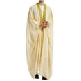 thumbnail image 1 of HOOMEUMY Mens Muslim Robe 2025 Trendy Embroidered Coat Front Open Jacket Long Cut Design Casual Workout Drop Shoulder Clothes Fashion Beige M, 1 of 9