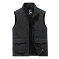 thumbnail image 1 of HOOMEUMY Mens Pockets Cargo Vest 2025 Trendy Classic Solid Coat Stand Collar Jacket Lightweight Design Casual Workout Sleeveless Clothes Fashion Black L, 1 of 6