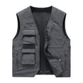 thumbnail image 1 of HOOMEUMY Mens Pockets Cargo Vest Casual Workout Sleeveless Clothes Fashion 2025 Trendy Classic Solid Coat V-Neck Jacket Breathable Design Gray XXXXXXL, 1 of 7