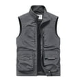 thumbnail image 1 of HOOMEUMY Mens Pockets Cargo Vest Workout Sleeveless Clothes Fashion 2025 Trendy Classic Solid Coat Stand Collar Jacket Breathable Design Casual Gray XXXL, 1 of 4