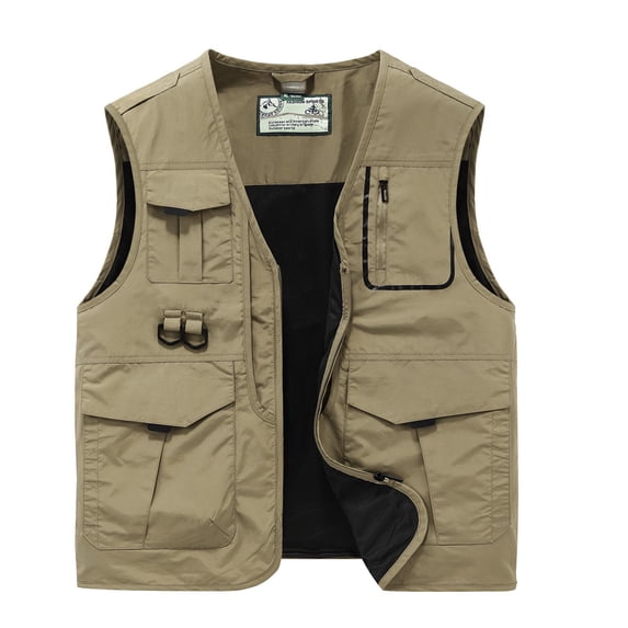 HOOMEUMY Mens Pockets Cargo Vest Sleeveless Clothes Fashion 2025 Trendy Classic Solid Coat V-Neck Jacket Quick Dry Design Casual Workout Yellow XXXXXL