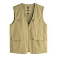 thumbnail image 1 of HOOMEUMY Mens Pockets Mesh Cargo Vest Sleeveless Clothes Fashion Vintage Solid Coat V-Neck Design Multi-Pocket Zipper Slim Fit Lightweight Breathable Mesh Vest Casual Workout Yellow XXXXL, 1 of 3