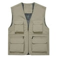 thumbnail image 1 of HOOMEUMY Mens Pockets Vest 2025 Trendy Classic Solid Coat V-Neck Jacket Light Weight Design Casual Workout Sleeveless Clothes Fashion Khaki M, 1 of 9