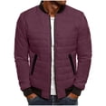 thumbnail image 1 of HOOMEUMY Mens Puffer Jacket Long Sleeve Packable Down Coat Full Zip Up Insulated Jacket Warm Fall Winter Coats with Pockets (Red,M）, 1 of 8