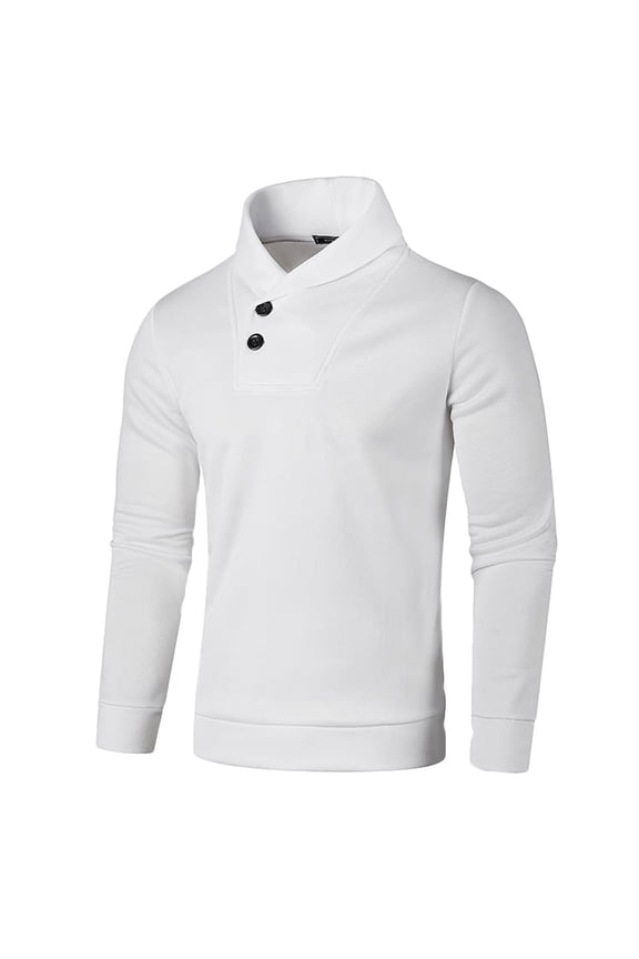 Mens Pullover Knitted Sweaters Asymmetric Neck Jacket Thin Velvet Design Casual Workout Long Sleeve Clothes Fashion 2025 Trendy Classic Solid Coat White M