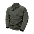 thumbnail image 1 of HOOMEUMY Mens Quarter Zip Pullover Stand Up Collar Warm Fleece Sweatshirts Long Sleeve Fall Winter Thermal Pullover (Army Green,M), 1 of 6