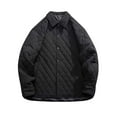thumbnail image 1 of HOOMEUMY Mens Quilted Bomber Jackets Classic Solid Coat Turndown Collar Jacket Loose Fit Design Casual Workout Long Sleeve Clothes Fashion 2025 Trendy Black M, 1 of 8
