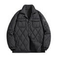 thumbnail image 1 of HOOMEUMY Mens Quilted Bomber Jackets Fashion 2025 Trendy Classic Solid Coat Turndown Collar Jacket Slim Fit Design Casual Workout Long Sleeve Clothes Black L, 1 of 9