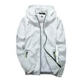 thumbnail image 1 of HOOMEUMY Mens Rain Jacket Long Sleeve Clothes Fashion 2025 Trendy Classic Solid Coat Stand Collar Jacket Reflective Design Casual Workout White XXL, 1 of 5