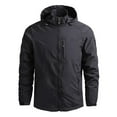 thumbnail image 1 of HOOMEUMY Mens Rain Jacket Raglan Sleeve Clothes Fashion 2025 Trendy Retro Solid Coat Stand Collar Jacket Pockets Design Casual Workout Black XL, 1 of 7