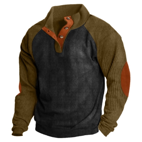 HOOMEUMY Mens Ribbed Knit Henley Shirts 2025 Trendy Colorblocked Design Stand Collar Tops Loose Fit Blouse Casual Basic Raglan Sleeve Shirts Fashion Yellow XXL