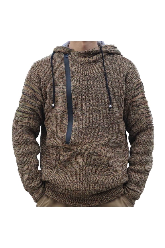 Mens Ribbed Knit Sweaters Fashion 2025 Trendy Classic Solid Design Crew Neck Tops Drawstring Blouse Casual Basic Long Sleeve Shirts Green L