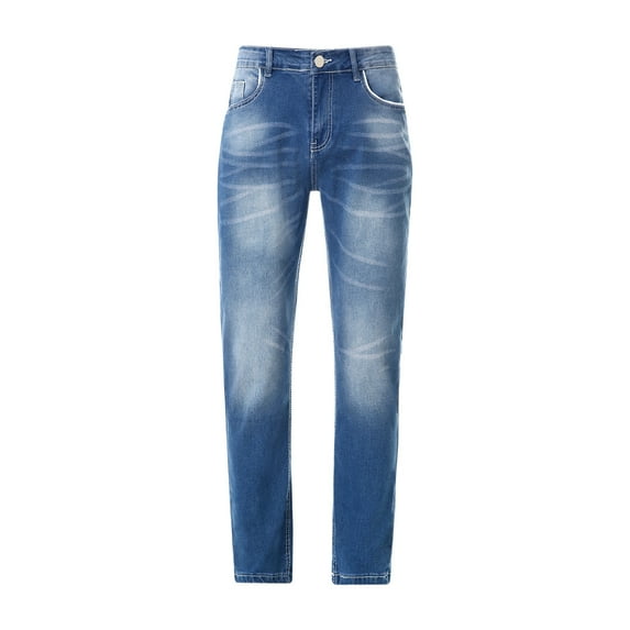 HOOMEUMY Mens Ripped Jeans Pants Casual Distressed Cool Pant Stretchy Pencil Pants Hip Hop Jogging with Pockets Straight Fit Full-length Pants Elastic Waist Trousers Denim Pants ⓐLight Blue XXXL