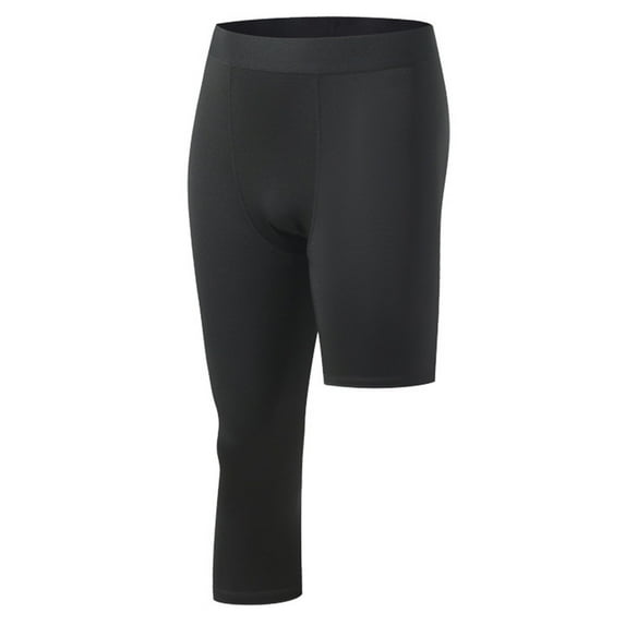 HOOMEUMY Mens Running Pants Solid Color Leg Pants Sports Fitness Basketball Training Long Short Legs Capris Pant (Black,XXXL)
