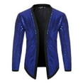 thumbnail image 1 of HOOMEUMY Mens Sequined Cardigan Jackets Fashion 2025 Trendy Classic Solid Coat Front Open Jacket Slim Fit Design Casual Workout Long Sleeve Clothes Blue L, 1 of 4