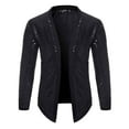 thumbnail image 1 of HOOMEUMY Mens Sequined Cardigan Jackets Workout Long Sleeve Clothes Fashion 2025 Trendy Classic Solid Coat Front Open Jacket Slim Fit Design Casual Black S, 1 of 4