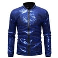 thumbnail image 1 of HOOMEUMY Mens Sequined Jackets Casual Workout Long Sleeve Clothes Fashion 2025 Trendy Classic Solid Coat Stand Collar Jacket Slim Fit Design Blue M, 1 of 4