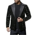 thumbnail image 1 of HOOMEUMY Mens Sequined Performance Jackets Fashion 2025 Trendy Classic Solid Coat Turndown Collar Jacket Slim Fit Design Casual Workout Long Sleeve Clothes Black XXL, 1 of 3