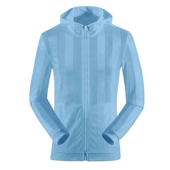HOOMEUMY Mens Sheer Mesh Hooded Sun Protection Jacket Full Zip Long Sleeve Light Solid Color Breathable translucent Outerwear For Beach Walking Summer Daily Casual Travel Attire