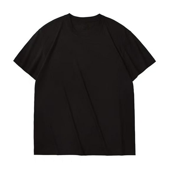 HOOMEUMY Mens Shirts Casual Crew Neck Basic Tshirt Solid Color Fashion Comfy Lightweight Shirts Summer Short Sleeve Shirt Casual (Black,XXXL)
