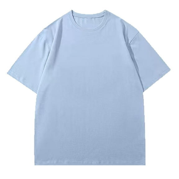 HOOMEUMY Mens Shirts Casual Crew Neck Basic Tshirt Solid Color Fashion Comfy Lightweight Shirts Summer Short Sleeve Shirt Casual (Light Blue,S)