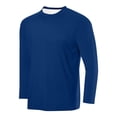 thumbnail image 1 of HOOMEUMY Mens Shirts Casual Long Sleeve Solid Color Spring Comfy Basic Sport Shirts Crew Neck Long Sleeve Lightweight Shirt (Navy,L), 1 of 2