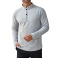 thumbnail image 1 of HOOMEUMY Mens Shirts Long Sleeve Comfy Solid Color Plus Size Zipper Stand Up Collar Pullover Long Sleeve Crew Neck Spring Lightweight Shirt (Gray,L), 1 of 4