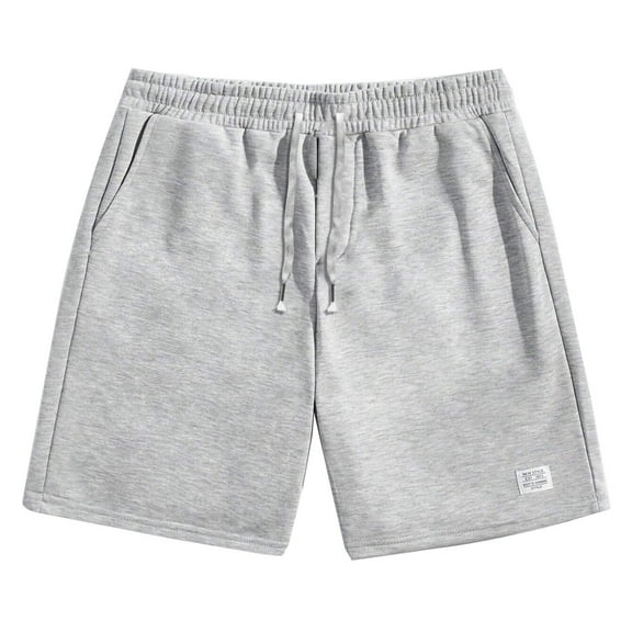 HOOMEUMY Mens Shorts Drawstring Elastic Waist Sports Short Pants Leisure Beach Shorts Fashion Comfy Outdoor Solid Color Summer (Gray,XXL)