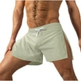 thumbnail image 1 of HOOMEUMY Mens Shorts Fashion Comfy Double-Sided Zipper Non Pocket Elastic Waist Shorts Outdoor Beach Shorts Solid Color Leisure Summer (Beige,L), 1 of 7