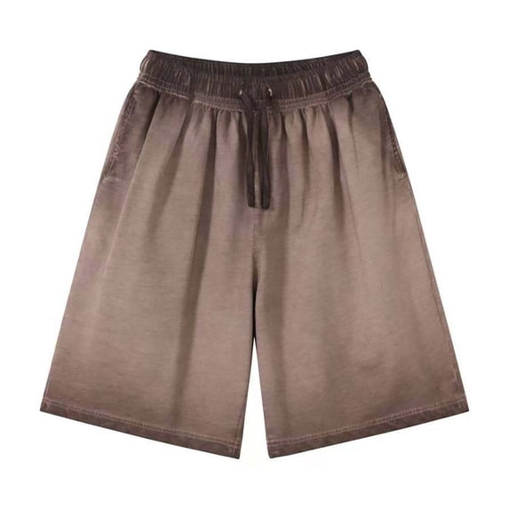 HOOMEUMY Mens Shorts Leisure Fashion Comfy Outdoor Summer Solid Color Vintage Gradient Sports Fitness Training Breathable Baggy Pants with Pockets Beach Shorts (Coffee,XXXL)