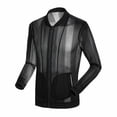 thumbnail image 1 of HOOMEUMY Mens Stand Collar Sheer Mesh Sun Protection Jacket Full Zip Long Sleeve Cuffed Hem Light Solid Color Breathable Outerwear For Beach Walking Summer Daily Casual Attire, 1 of 7