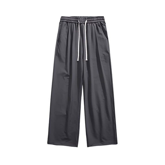 HOOMEUMY Mens Straight Leg Pants Baggy Loose Elastic Waist Drawstring Jogging Sweatpants Pants with Pocket Plus Size Dark Gray 12