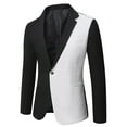 thumbnail image 1 of HOOMEUMY Mens Suit Jacket Colorblocked Coat Turndown Collar Jacket Slim Fit Design Casual Workout Long Sleeve Clothes Fashion 2025 Trendy Black XXL, 1 of 8