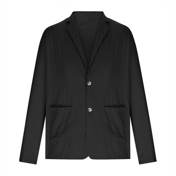HOOMEUMY Mens Suit Jacket Long Sleeve Clothes Fashion 2025 Trendy Classic Solid Coat Turndown Collar Jacket Pockets Design Casual Workout Black XL