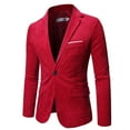 thumbnail image 1 of HOOMEUMY Mens Suit Jacket Slim Fit Design Casual Workout Long Sleeve Clothes Fashion 2025 Trendy Colorblocked Coat Turndown Collar Jacket Red L, 1 of 4