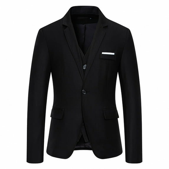 HOOMEUMY Mens Suit Jacket Long Sleeve Clothes Fashion 2025 Trendy Classic Solid Coat V-Neck Jacket Button Down Design Casual Workout Black XXXL