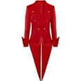 thumbnail image 1 of HOOMEUMY Mens Swallow Tailed Coat Casual Workout Long Sleeve Clothes Fashion 2025 Trendy Classic Solid Coat Turndown Collar Jacket Steampunk Design Red M, 1 of 9