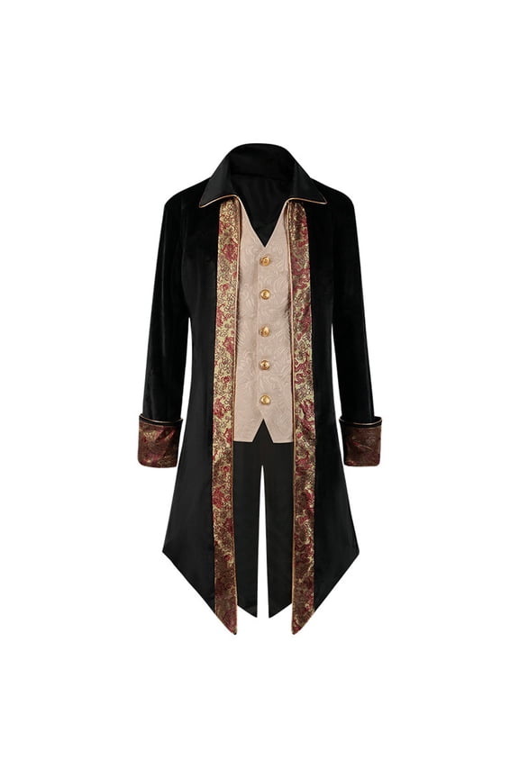 Mens Swallow Tailed Coat Workout Long Sleeve Clothes Fashion 2025 Trendy Colorblocked Coat Turndown Collar Jacket Slim Fit Design Casual Black M