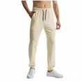 thumbnail image 1 of HOOMEUMY Mens Sweatpants Casual Elastic Waist Drawstring Joggers Pants Solid Color Casual Athletic Joggers Sweatpants (Khaki,XL), 1 of 6