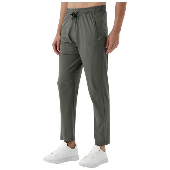 HOOMEUMY Mens Sweatpants Drawstring Hiking Running Pants Elastic Waist Outdoor Sports Breathable Athletic Work Pants with Pockets (Khaki,XXXL)