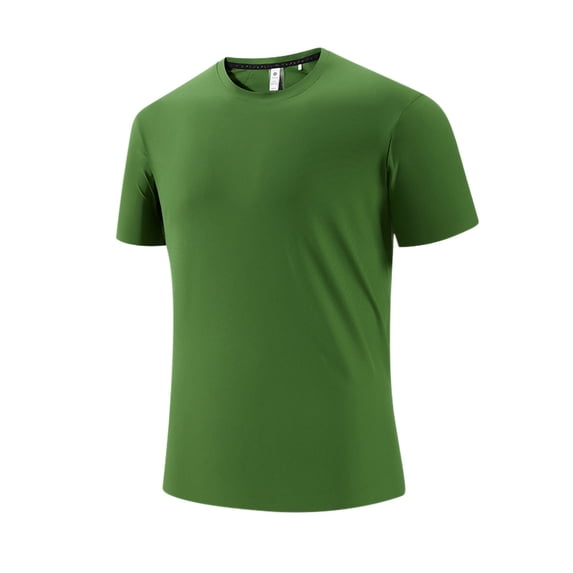 HOOMEUMY Mens T-Shirts Crew Neck Basic Shirts Summer Short Sleeve Shirt Casual Solid Color Fashion Comfy Lightweight Shirts (Green,XXXXL)