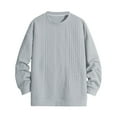 thumbnail image 1 of HOOMEUMY Mens Twisted Knitted Sweaters Deals Loose Fit Blouse Casual Basic Long Sleeve Shirts Fashion 2024 Trendy Vintage Solid Design Crew Neck Tops Gray S, 1 of 3