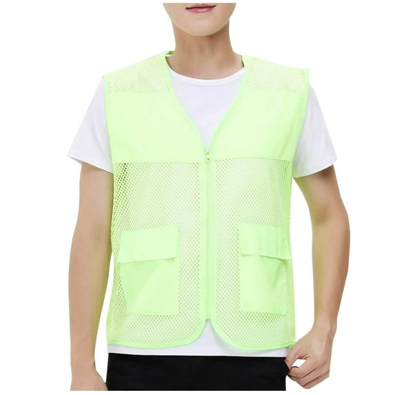 HOOMEUMY Mens V-Neck Mesh Outdoor Breathable Zipper Pocket Tank Tops Solid Color Relaxed Sleeveless Casual Soft Basic Shirt Lightweight Blouses (Mint Green,XXXXL)